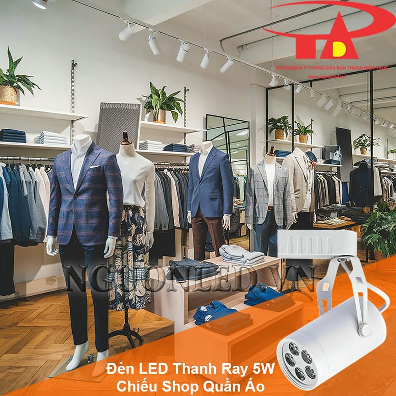 Đèn led gắn thanh ray 5W sử dụng cho cửa hàng quần áo, thời trang