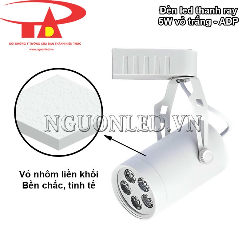 Đèn led thanh ray 5W vỏ nhôm liền khối tinh tế, siêu bền bỉ