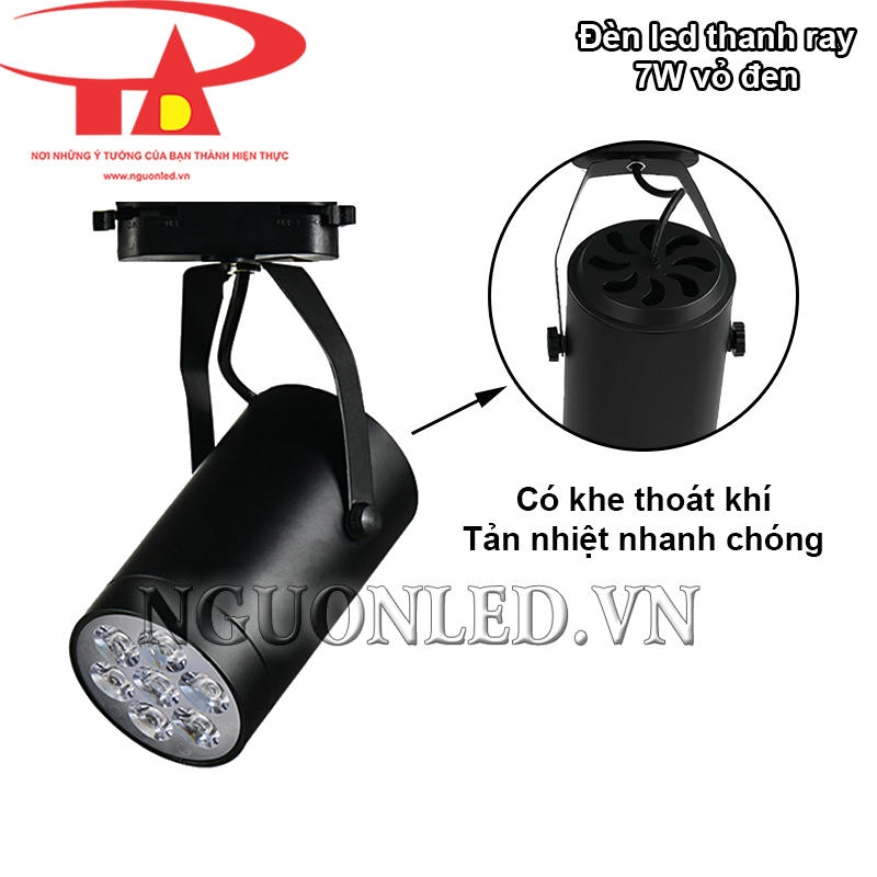 Đèn led rọi ray 7W có khe thoát khí giúp tản nhiệt nhanh chóng
