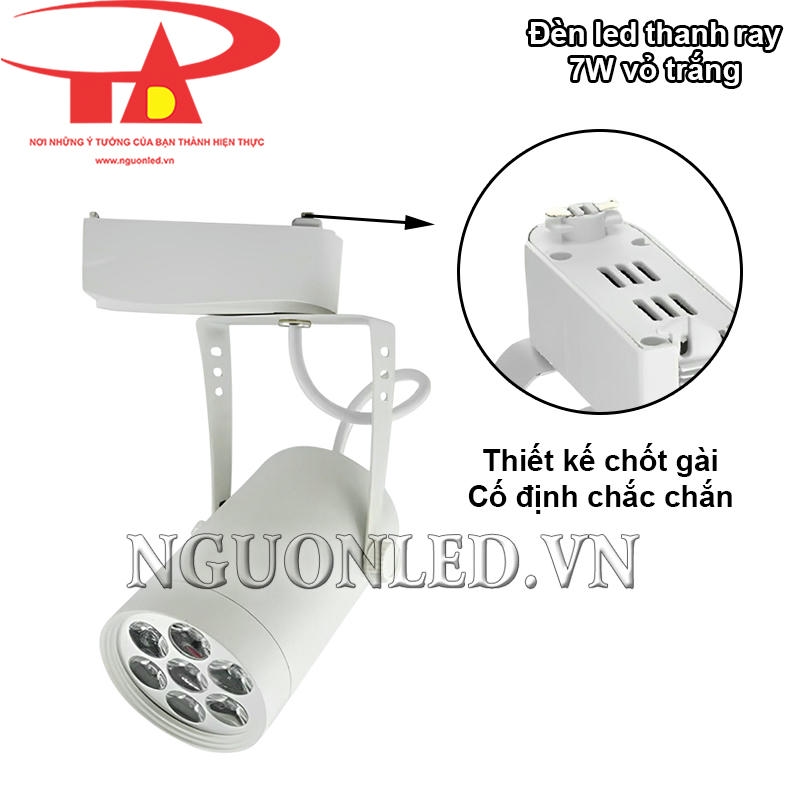 Đèn led thanh ray 7W thiết kế chốt gài thông minh, cố định chắc chắn