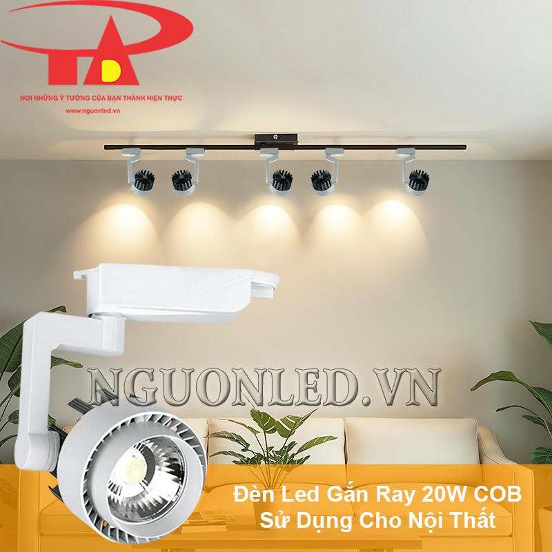 Đèn led gắn thanh ray 20W COB trang trí nội thất