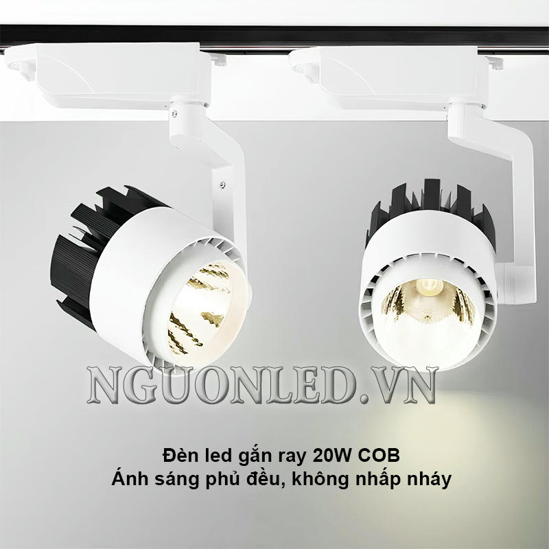 Đèn led thanh ray COB 20W ánh sáng tỏa đều, không nhấp nháy