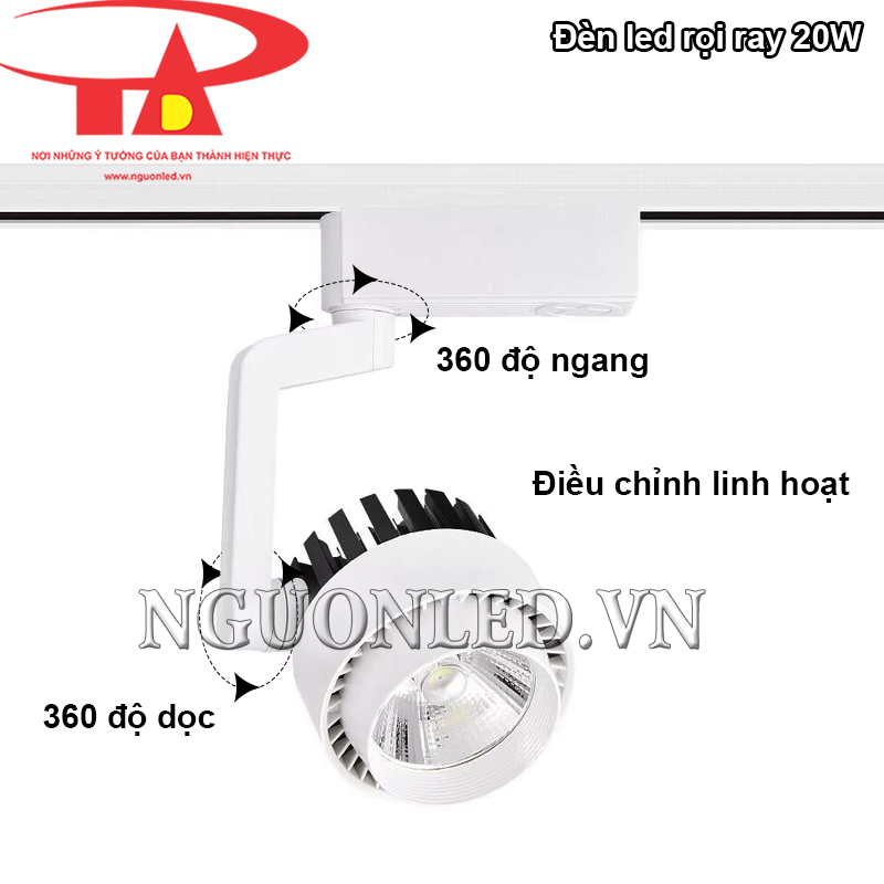 Đèn led chiếu điểm 20W COB thiết kế xoay góc linh hoạt, dễ điều chỉnh