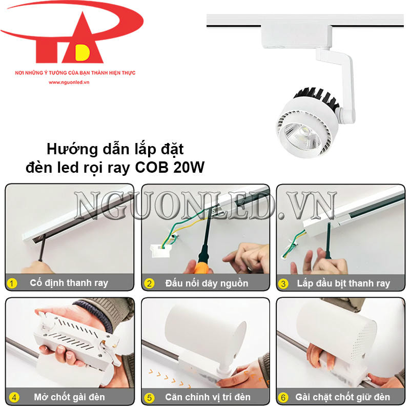 Hướng dẫn thi công đèn led thanh ray 20W COB đơn giản