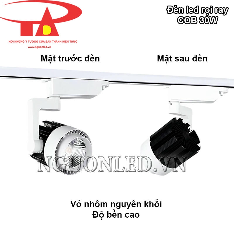 Đèn led gắn thanh ray COB 30W với vỏ nhôm nguyên khối, độ bền cao