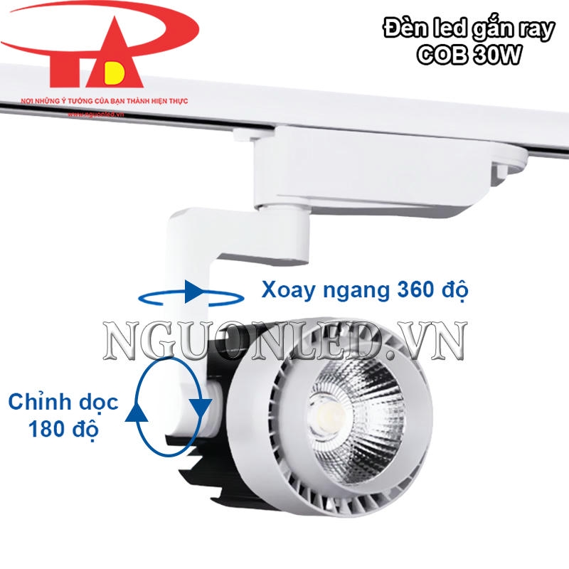 Đèn led gắn ray 30W điều chỉnh linh hoạt, tối ưu chiếu sáng