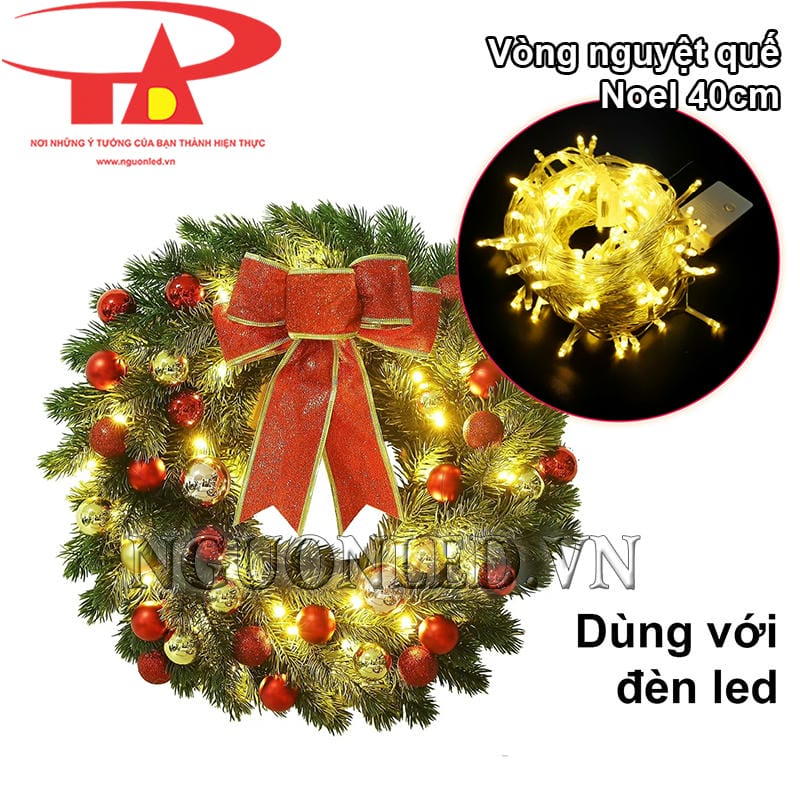 Vòng nguyệt quế noel dùng với đèn led