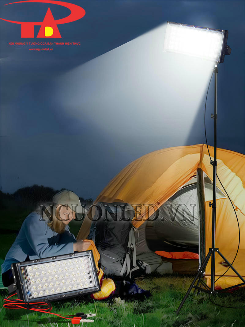 Đèn led pha 12V 50W chiếu sáng cho lều trại, an toàn khi đi dã ngoại