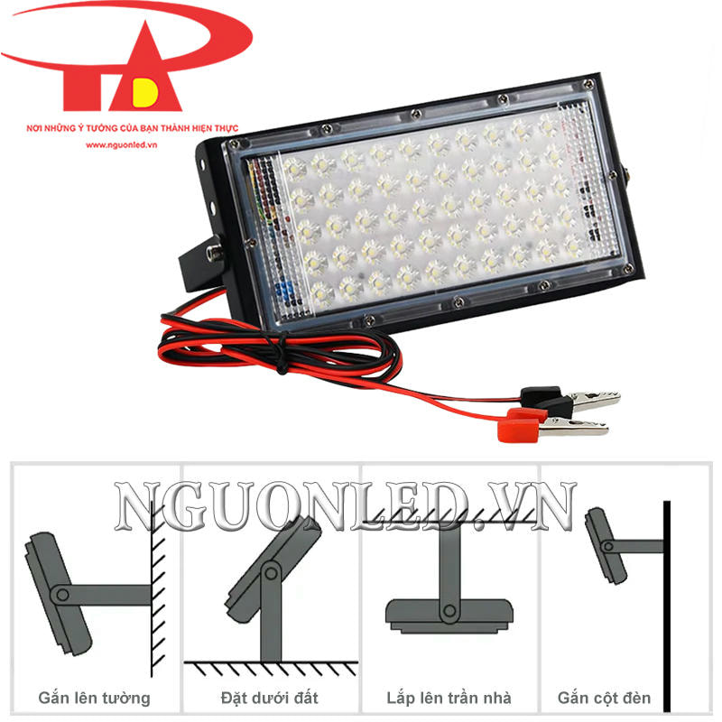 Đèn pha 12V DC lắp đặt linh hoạt trên tường, trần nhà hoặc bề mặt đất