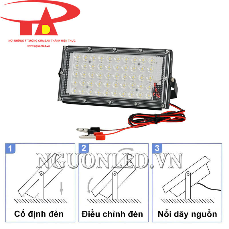 Cách lắp đặt đèn pha led 12V 50W mini cố định lên tường