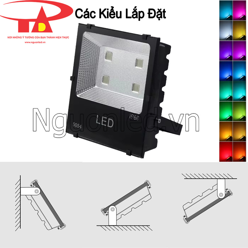 Lắp đặt đèn pha led đổi màu 200W thật dễ dàng