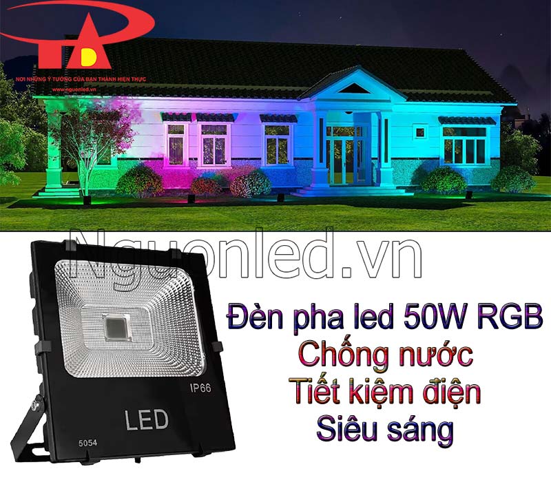 Đèn pha 50W đổi màu: Tăng thẩm mỹ cho kiến trúc