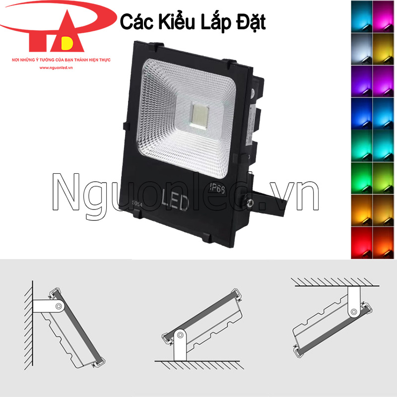 Cách lắp đặt đèn led pha 50W đổi màu chi tiết