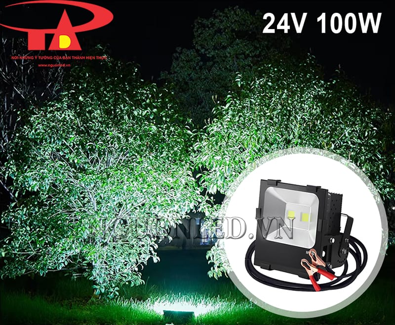 Đèn pha led 100W dùng bình 24V