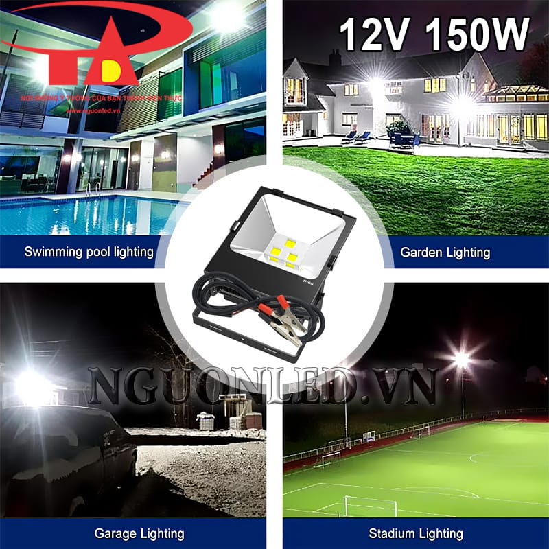Đèn led pha 150W kẹp bình DC12V