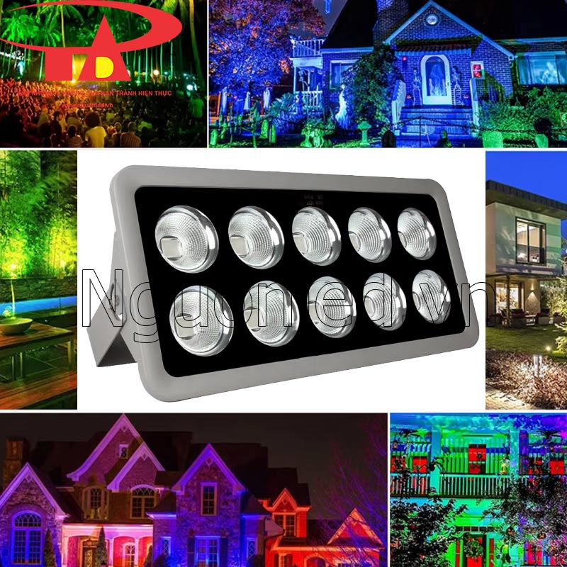 Đèn pha led ly RGB, công suất 500W siêu sáng