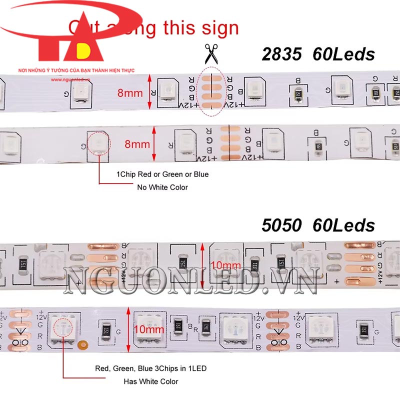 Đèn led dây 12V loại tốt ánh sáng màu xanh lá - An Đức Phát