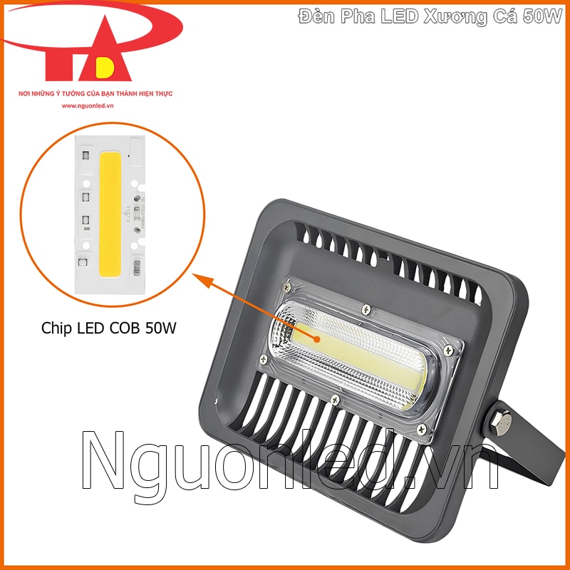 Đèn pha LED xương cá 50W cận chip COB và mặt nạ PC trong suốt phía trước