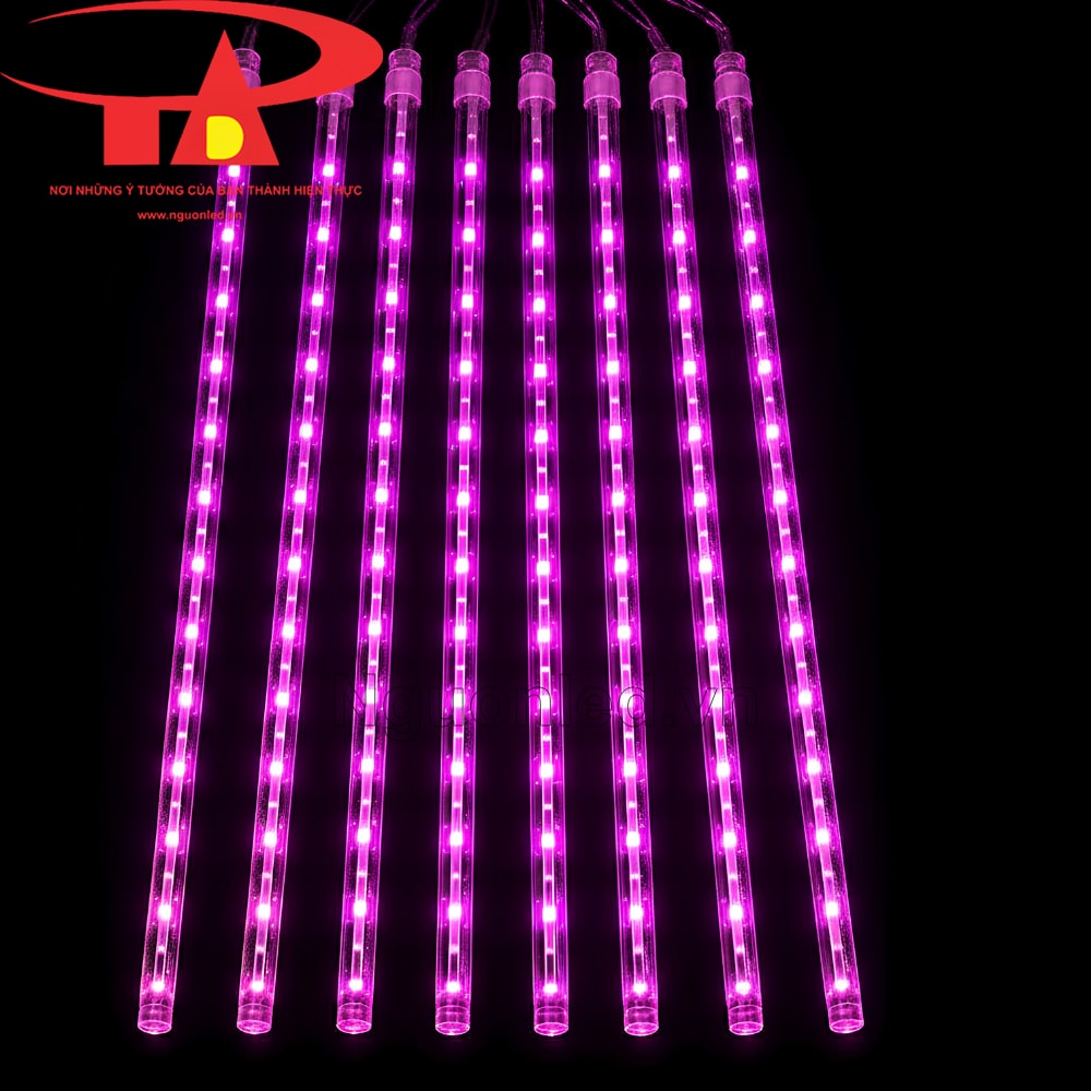 Ống LED trong suốt của đèn sao băng tím, bên trong có nhiều điểm LED chạy dọc thân ống