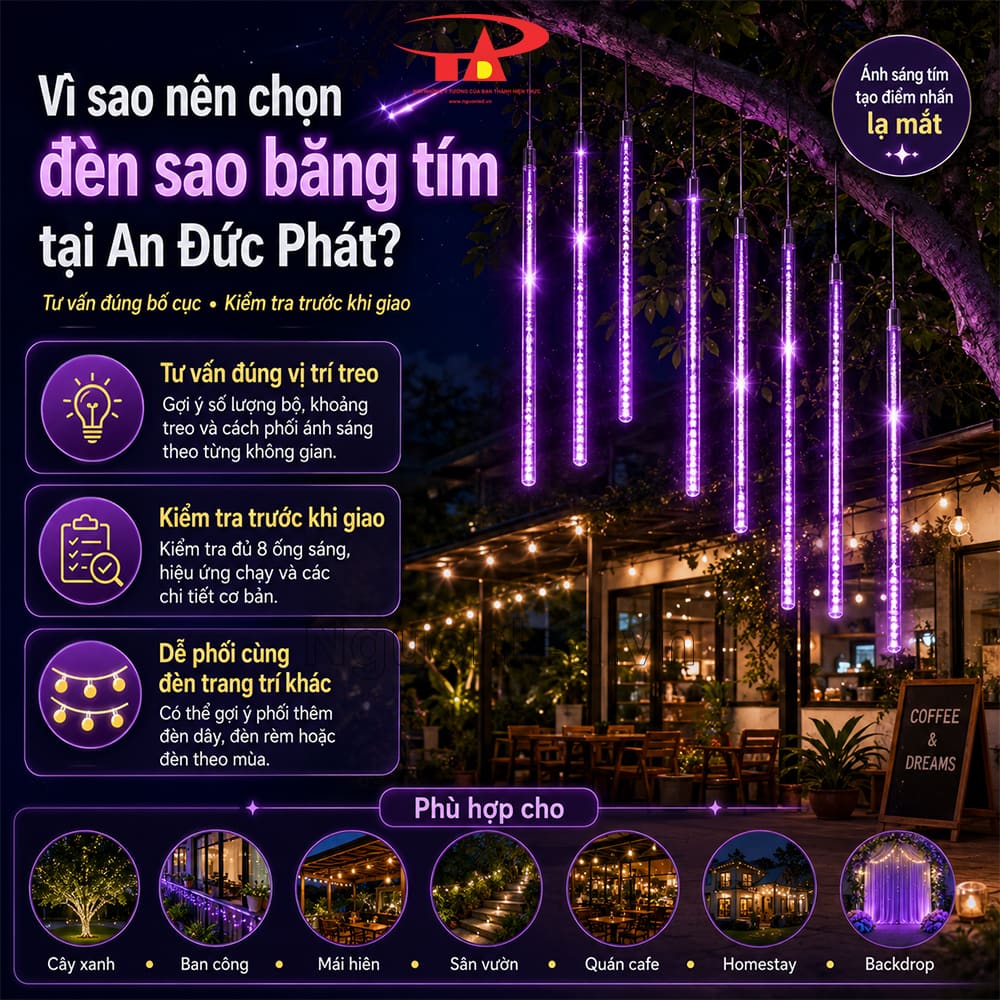 Vì sao nên chọn Đèn LED sao băng màu tím tại An Đức Phát