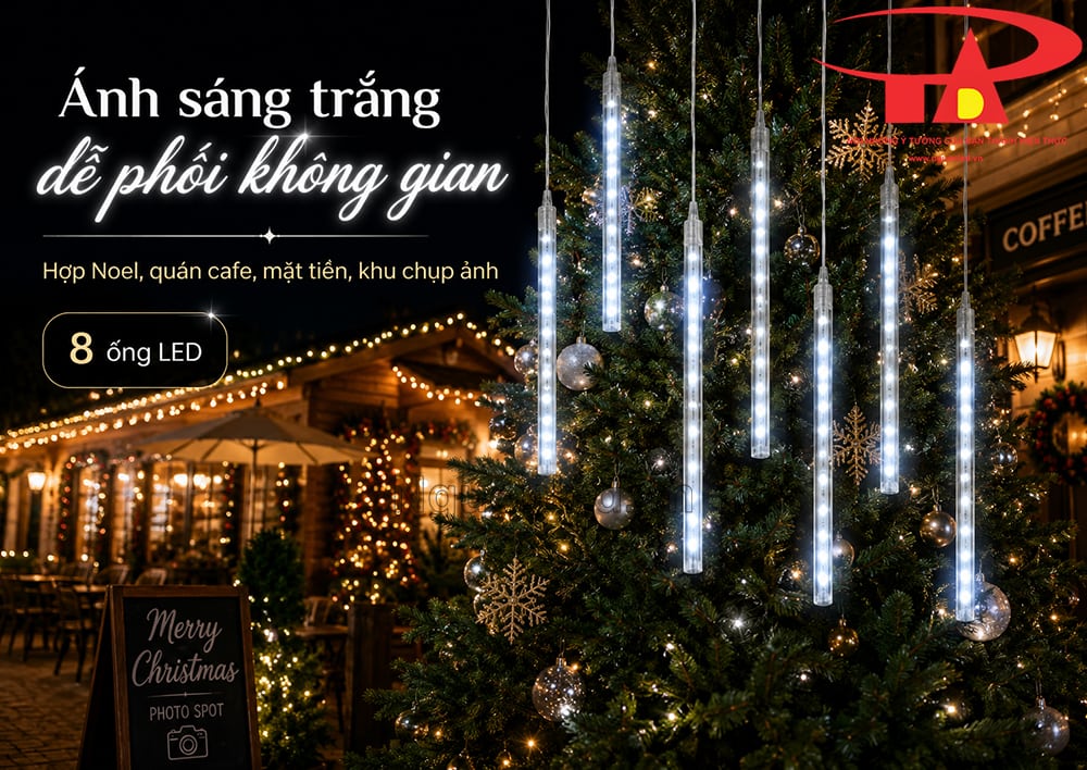Đèn LED sao băng ánh sáng trắng giá rẻ chống nước mưa, phù hợp lắp đặt trang trí ngoài trời