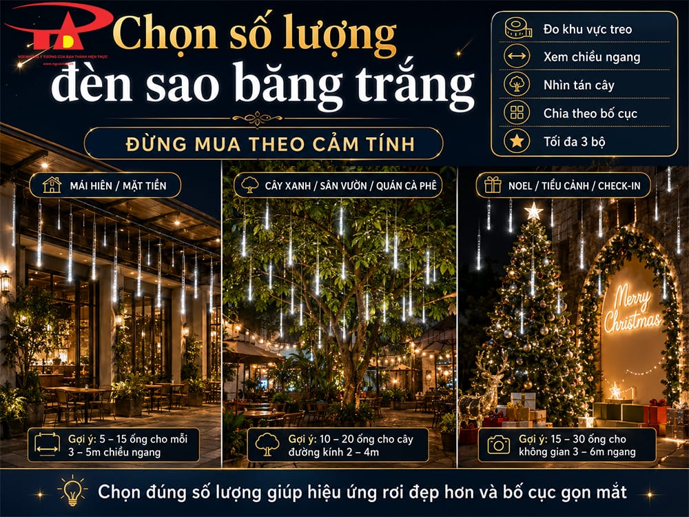 Đèn LED sao băng ánh sáng trắng trang trí nhà hàng