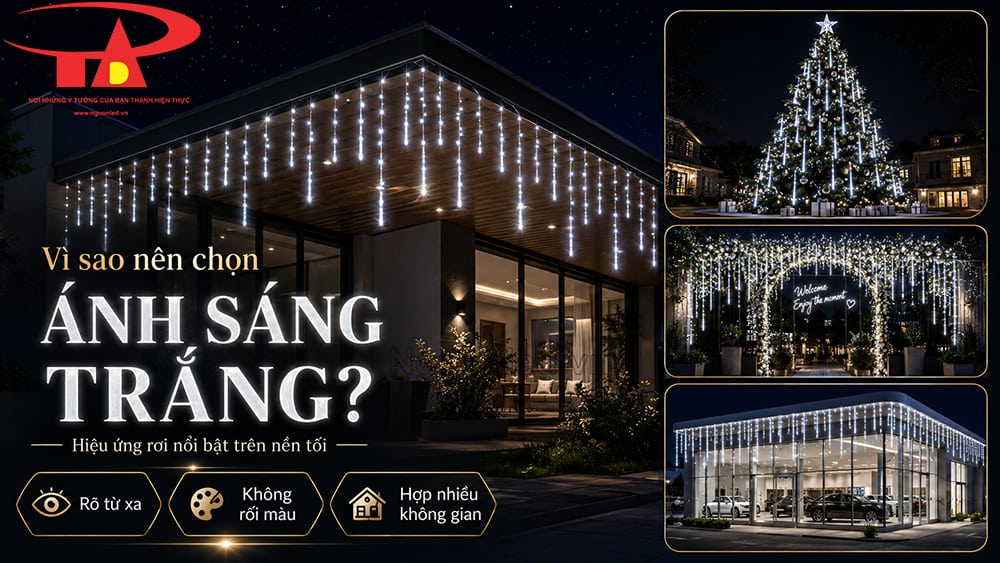 Đèn LED sao băng ánh sáng trắng trang trí nhà hàng, tạo không gian lung linh và thu hút khách