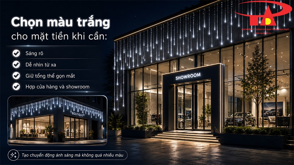 Bộ đèn LED sao băng màu trắng 8 ống 50cm đặt trên nền sạch, thấy rõ ống thả trong suốt