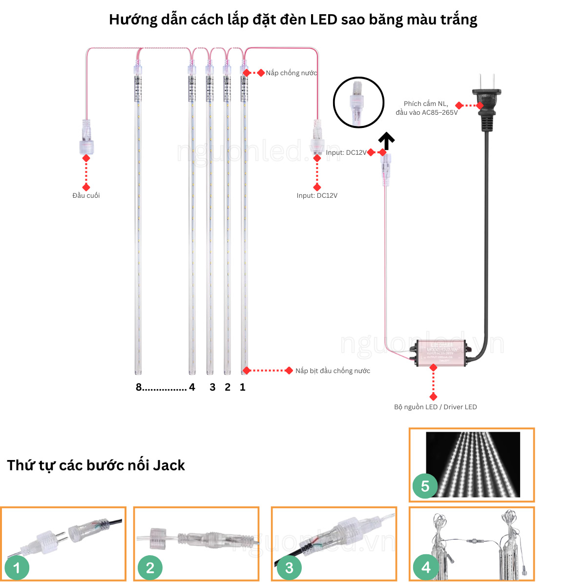 Hướng dẫn cách lắp đặt đèn led sao băng màu trắng an toàn đúng cách