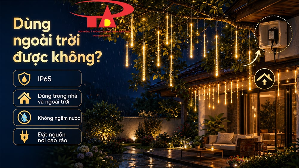 Đèn LED sao băng hiệu ứng sao rơi trang trí ngoài trời