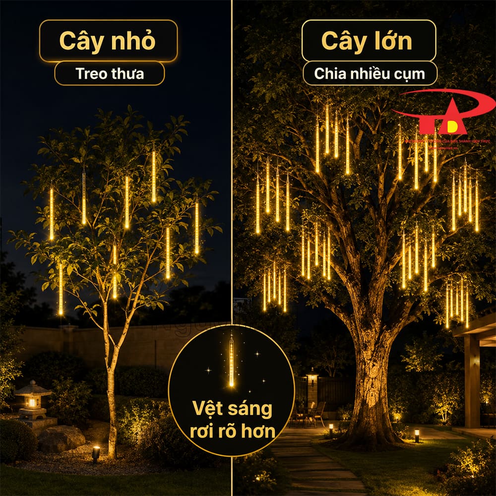 Đèn led sao băng ánh sáng vàng dịu giúp không gian bớt lạnh, tạo cảm giác dễ chịu