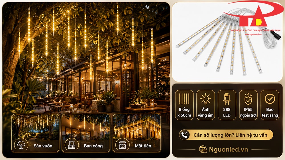 Đèn LED sao băng màu vàng trang trí Noel