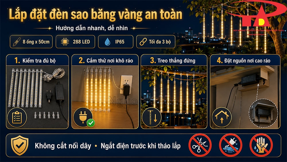 Hướng dẫn lắp đặt đèn led sao băng và sử dụng an toàn