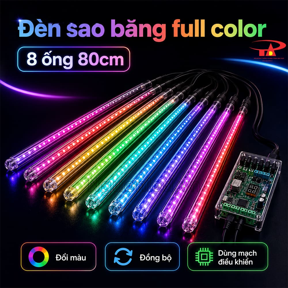 Đèn sao băng full color dùng chip LED IC, ánh sáng nhiều màu chạy theo chương trình hiệu ứng