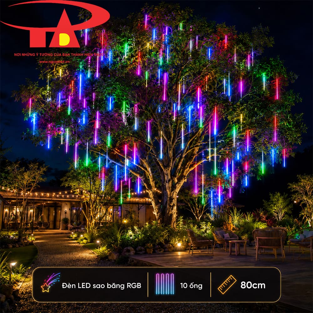 Đèn LED sao băng RGB 10 ống cho không gian trang trí lớn