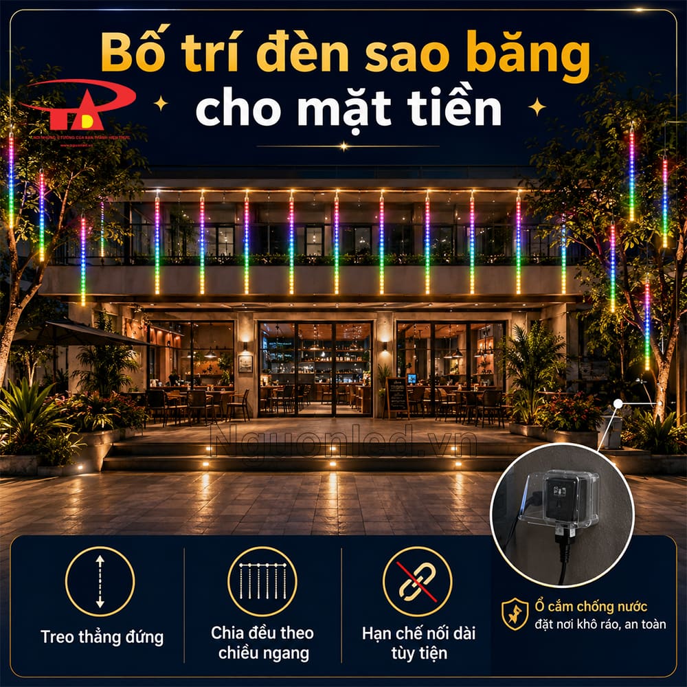 Đèn LED sao băng 10 ống 80cm trang trí mặt tiền cửa hàng