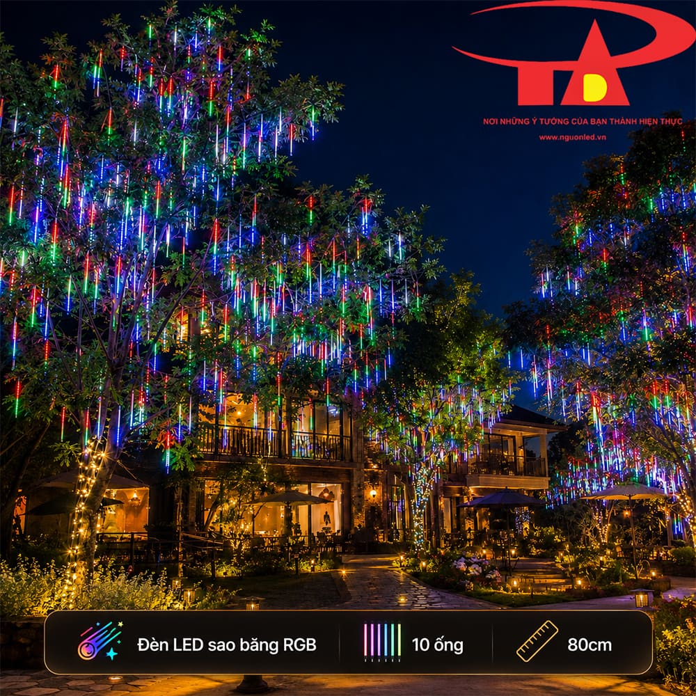 Đèn LED sao băng 10 ống trang trí resort và khu nghỉ dưỡng