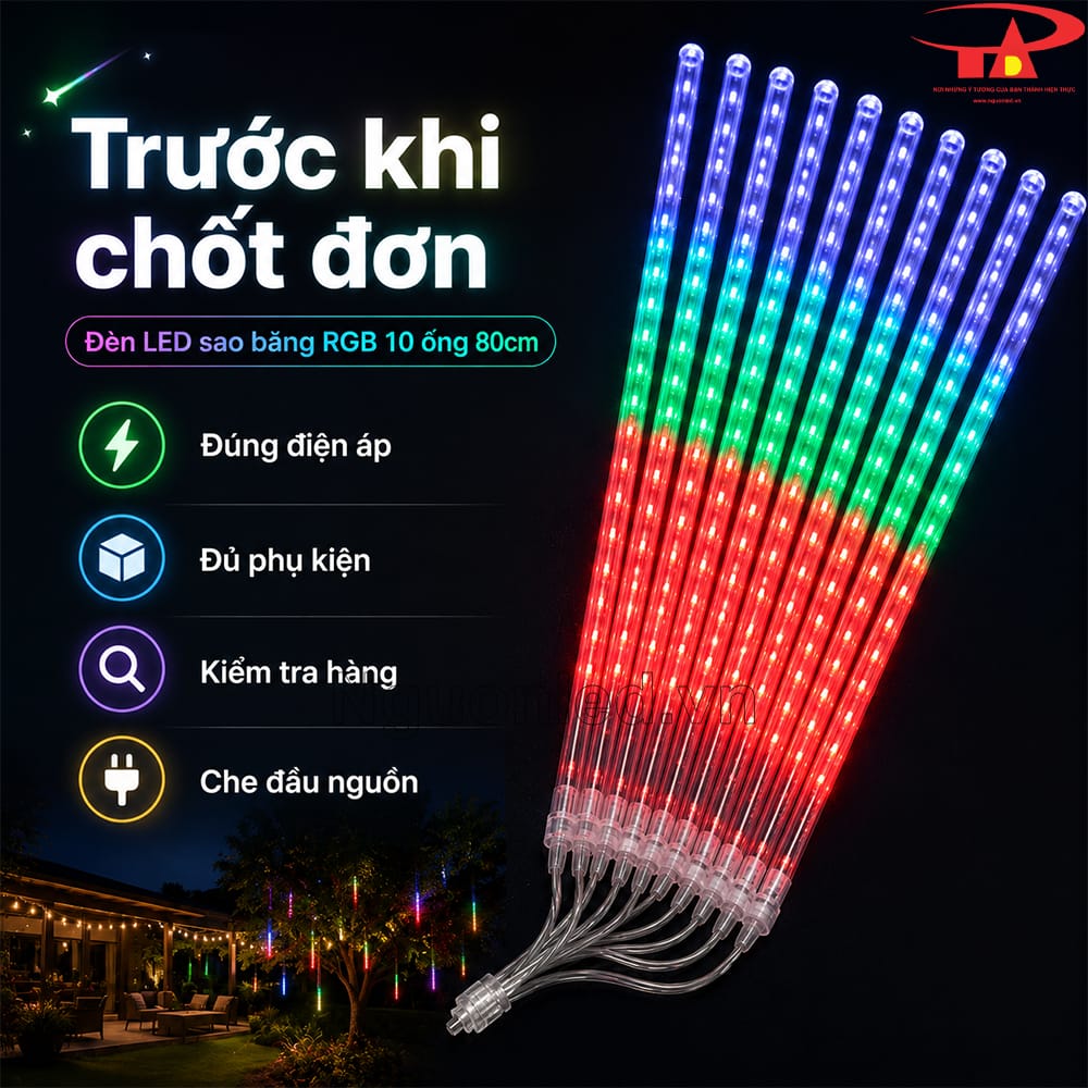 Lưu ý trước khi mua và lắp đặt đèn led sao băng RGB 10 ống 80cm
