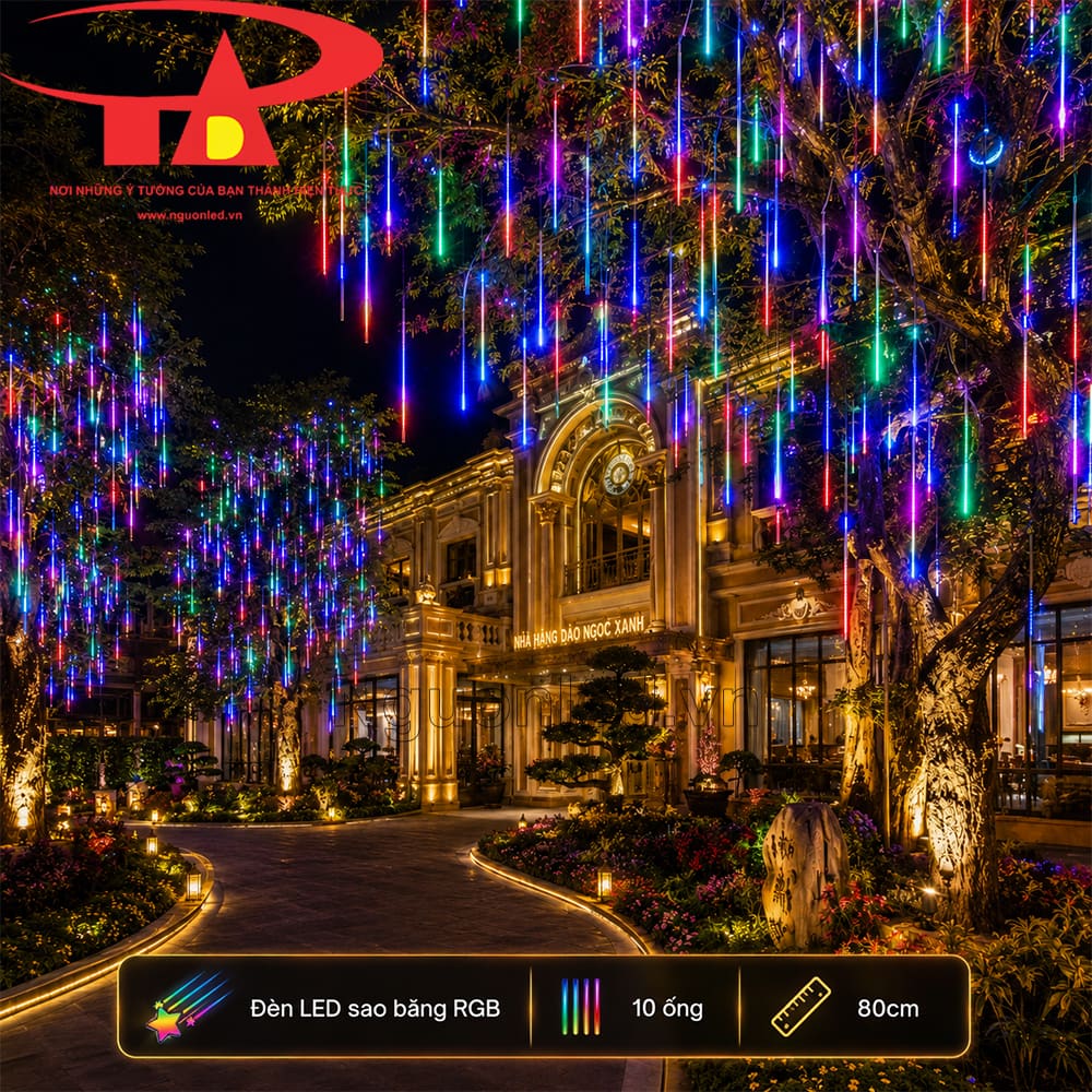 Đèn LED sao băng RGB 10 ống 80cm dùng ngoài trời
