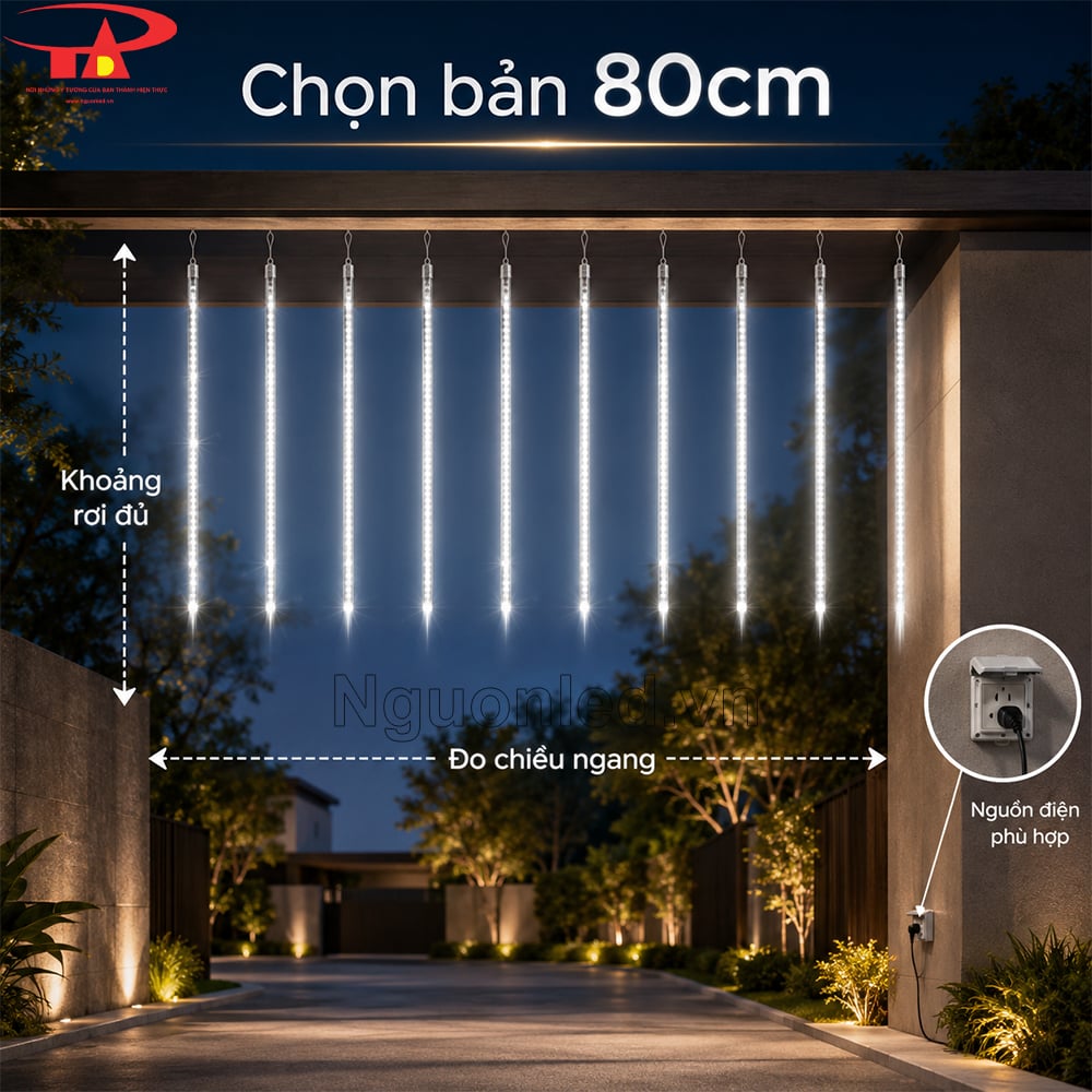 Đèn LED giọt nước màu trắng dài 80cm