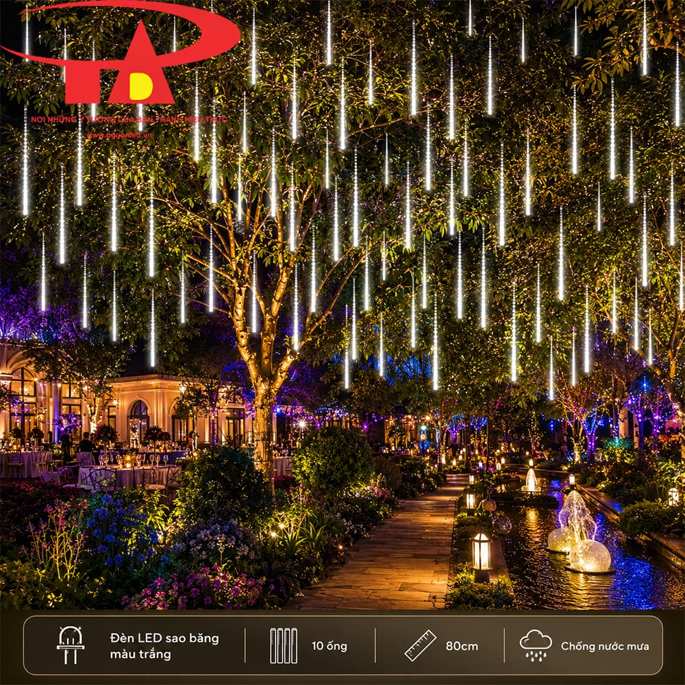 Đèn LED sao băng trắng 10 ống dài 80cm