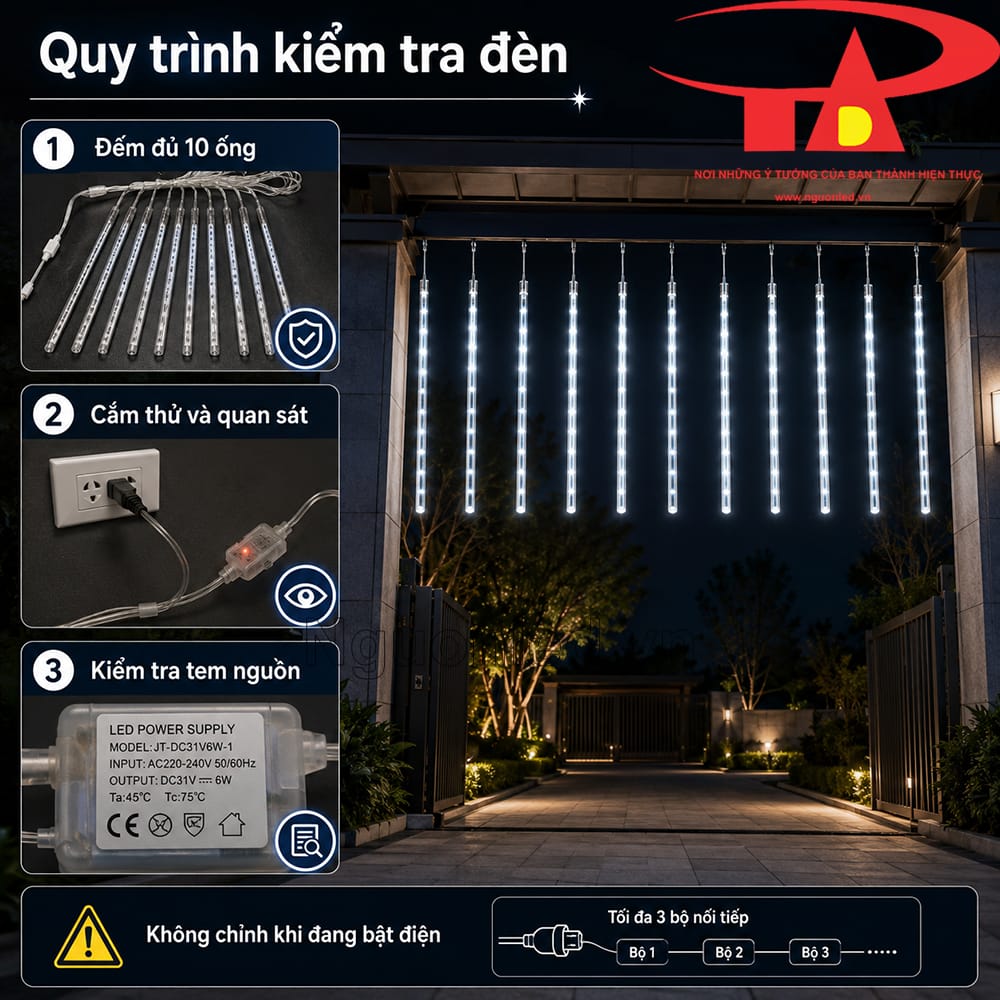 Đèn sao băng trắng 80cm trang trí cổng chào