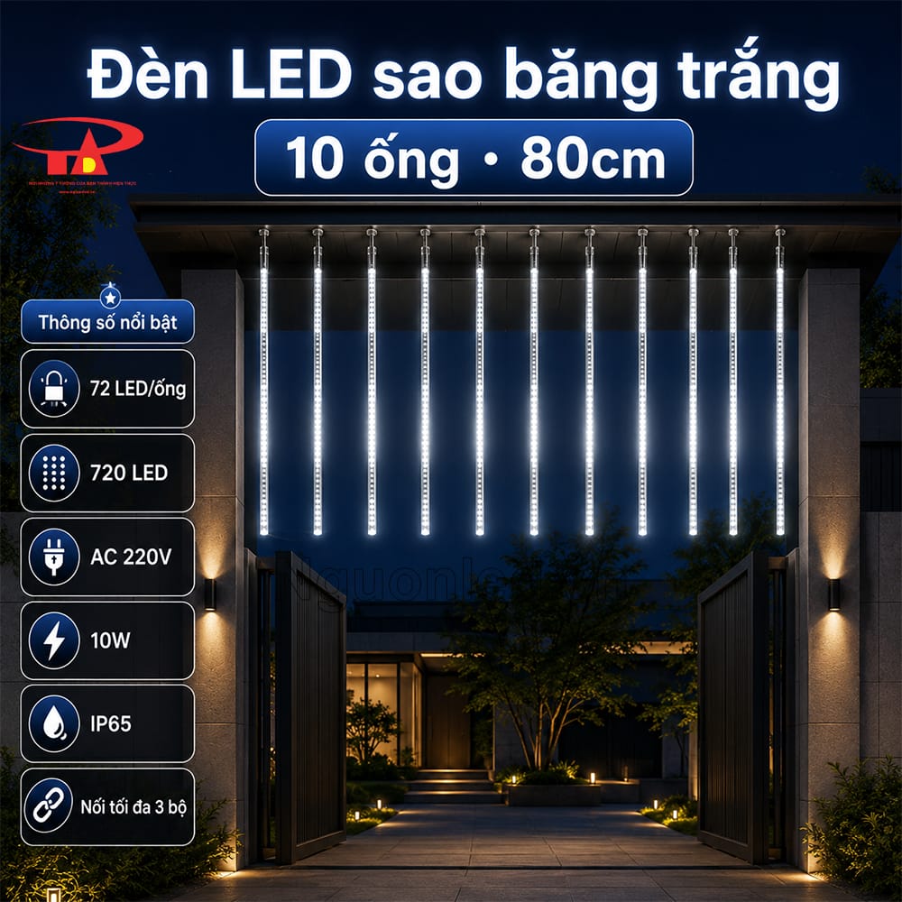 Đèn LED sao băng trắng 80cm cho khu vui chơi giải trí ngoài trời