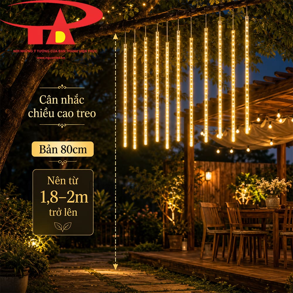Đèn sao băng vàng 80cm cho quán cafe sân vườn.