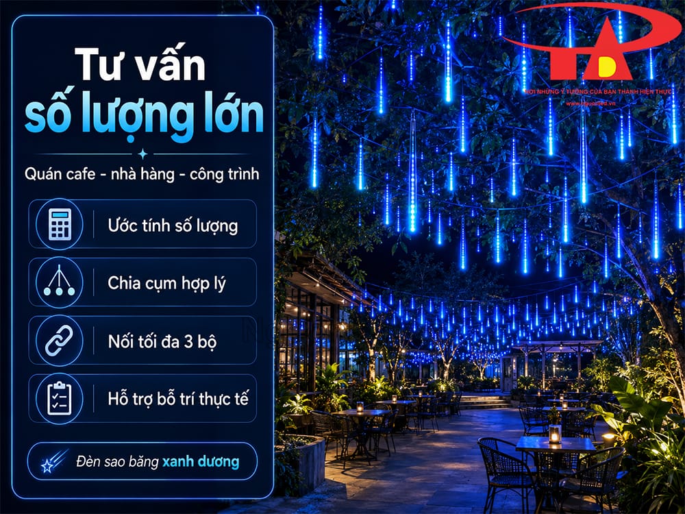 Đèn LED sao băng trang trí nhà hàng ngoài trời, trong nhà