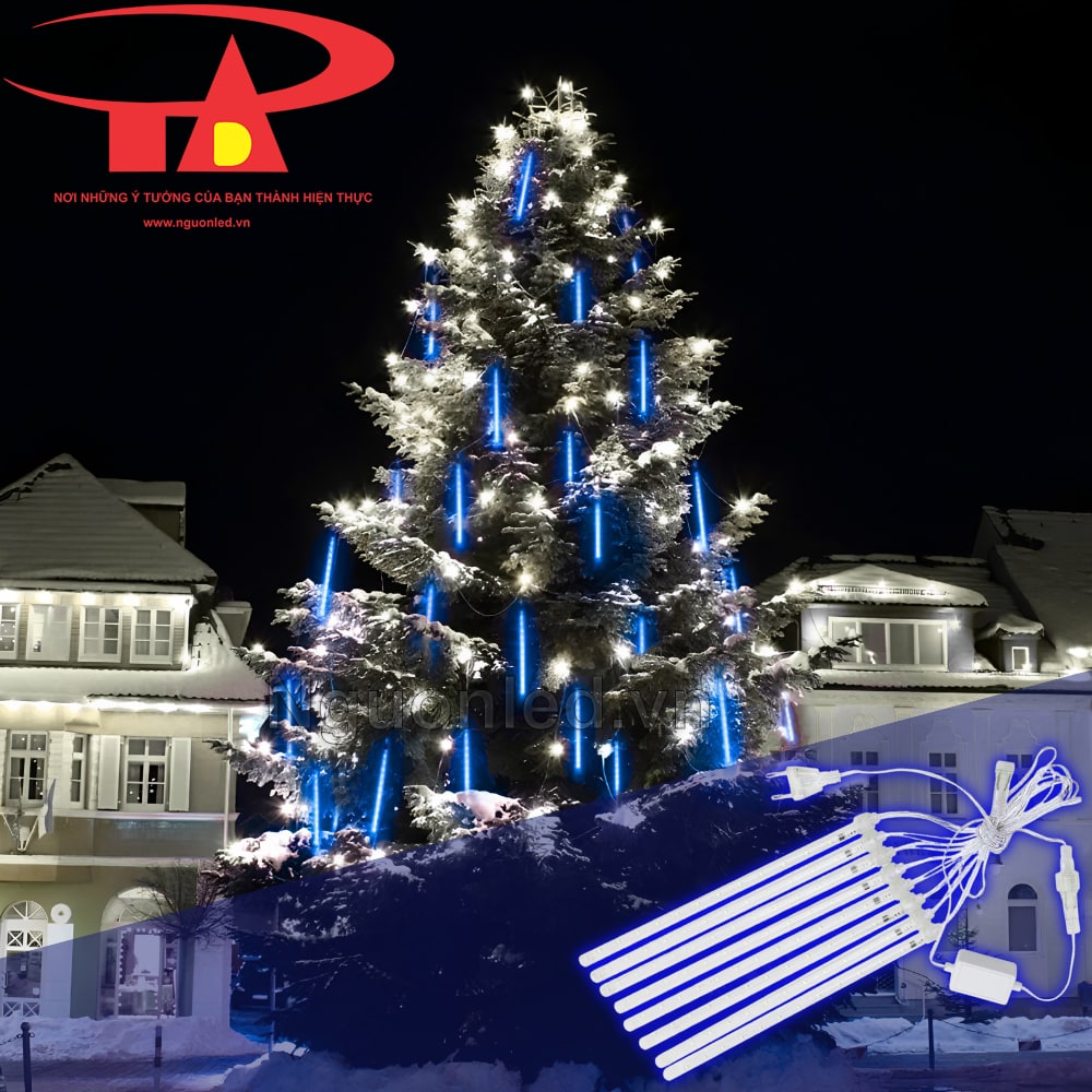 Đèn LED sao băng màu xanh dương dùng trang trí Noel