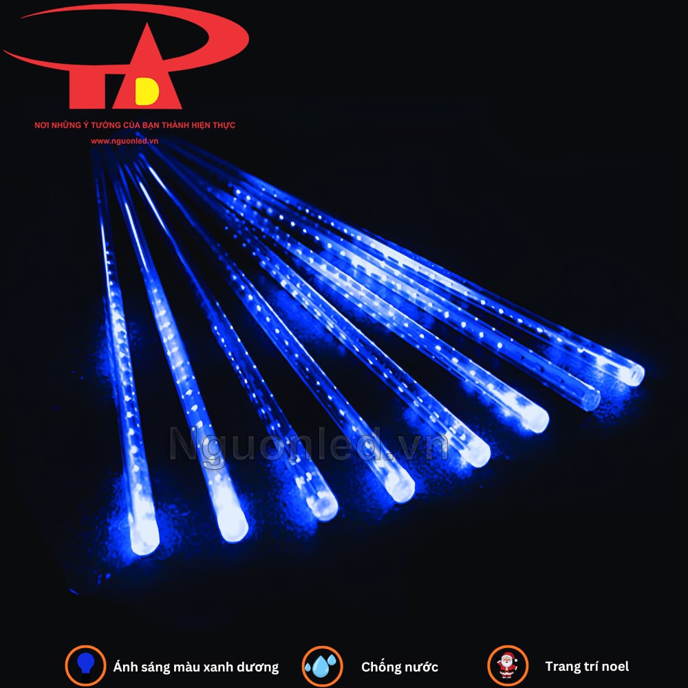 Đèn LED sao băng xanh dương trang trí sân vườn