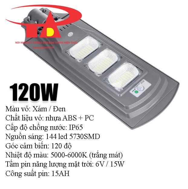 đèn đường năng lượng mặt trời 120w chiếu sáng công trình