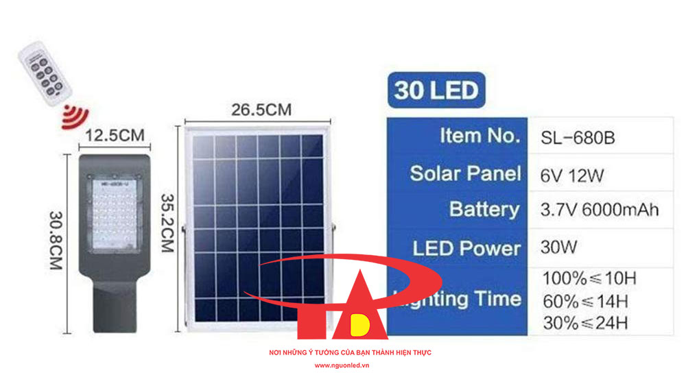 đèn led đường năng lượng mặt trời 30w chiếu sáng tốt