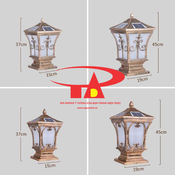 đèn cổng trụ năng lượng mặt trời An Đức Phát giá rẻ, hiện đại